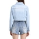 thumbnail image 3 of CHAQUETA DE DENIM CORTA LAVADA CON BOTONES Y DESGASTE PARA MUJERES INSPIRADA EN CHIC, AZUL CIELO, TALLA L, 3 of 6