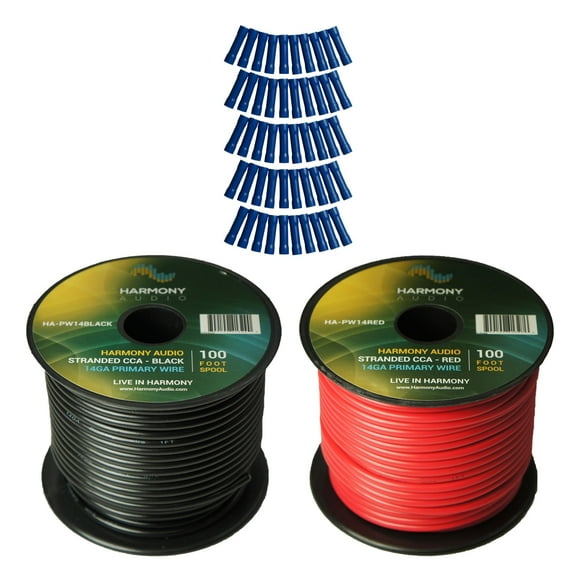 Harmony Car Primary 14 Gauge Power or Ground Wire 200 Feet 2 Rolls Red & Black