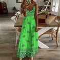 thumbnail image 4 of Green Paisley Bandana Pattern Sleeveless Dress Loose Women's Dress Dresses Luxury Evening Dresses, 4 of 9