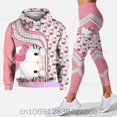 thumbnail image 1 of Sweat à capuche et leggings Hello Kitty pour femme, pantalon de yoga, pantalon de survêtement, mode sport, ensemble imbibé, mignon, 3D, nouveau, 2025, 1 of 4