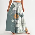 thumbnail image 2 of WTOBBY Women's High Waisted Wide Leg Pants Summer Casual Flowy with Pockets and Beautiful Floral Print,Beach Trousers Ideal for Relaxing Beach Days and Coastal Vacations,Mint Green L, 2 of 5