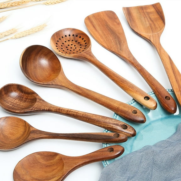 Yirtree Kitchen Premium Wooden Utensils For Cooking - Non-Stick Soft Comfortable Grip Wooden Cooking Utensils