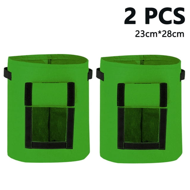 Bolsas de cultivo, paquete de 2, bolsas de tela para plantar, macetas de tela transpirables de primera calidad para contenedores de patatas/plantas con asas y ventana de velcro