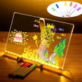 thumbnail image 2 of USB-Powered LED Acrylic Message Board Set - 11.8x7.8 Inch Glowing Graffiti Board with 2 Packs of 7-Color Pens, 2 Cleaning Cloths, Sponge Brush & Bracket - Reusable Night Light for Kids, Home Decor,, 2 of 6