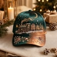 thumbnail image 2 of Christmas Decorative Baseball Cap, Christmas Embroidery Train Baseball Hat, Adjustable Holiday Decor Hat for Man Woman, 2 of 5