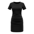 thumbnail image 6 of JTieacloth Dresses for Women Women's Short Sleeved Pleated Knee Length Tight Fitting T Shirt Dress,Black, 6 of 6