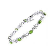 RYLOS Bracelets for Women 925 Sterling Silver Infinity Tennis Bracelet Gemstone & Diamonds Adjustable to Fit 7"-8" Wrist, 9 Gorgeous 6X4MM Peridot Birthstone Jewelry for Women Friendship Bracelets