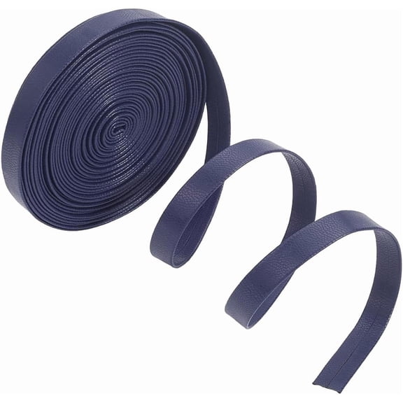 5m Foldover Leather Strips Strap 10mm Wide Flat Leather Cord String Marine Blue Thin Leather Lace Rope 1mm Thick Double Sided PU Leather Strap