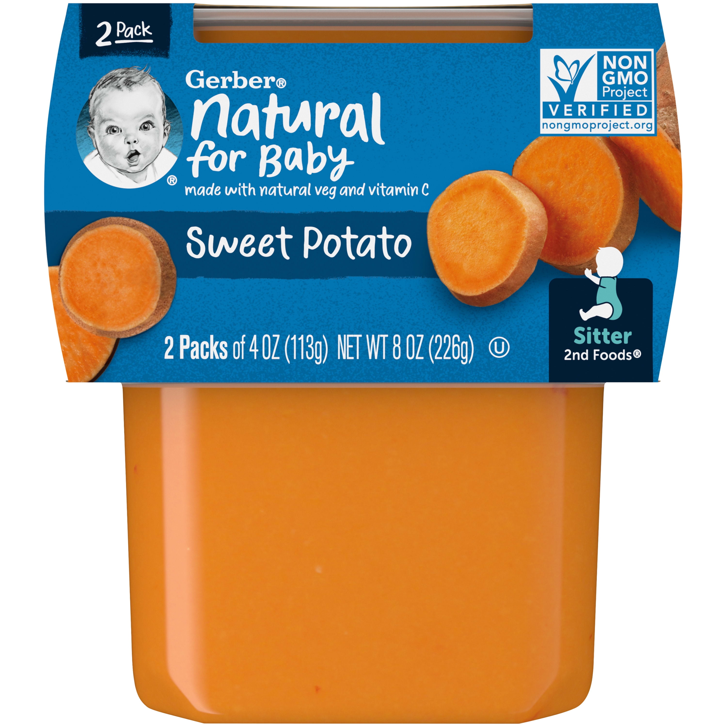 Gerber 2nd Foods Natural for Baby Baby Food, Sweet Potato, 4 oz Tubs (16 Pack)