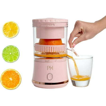 Electric Citrus Juicer, Mini Portable Cordless Juicer with USB Rechargeable Base, One-Touch Button, Compact Lemon, Lime and Orange Juicer, Pink