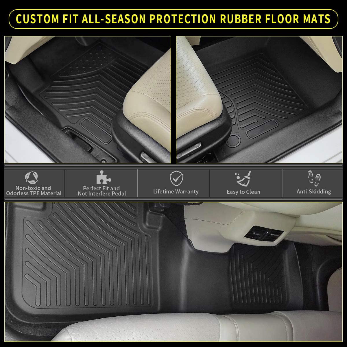 RVNI 3D Front and Rear 3 pieces Car Floor Mats for 2013-2018 Toyota RAV4, All-Weather Protection