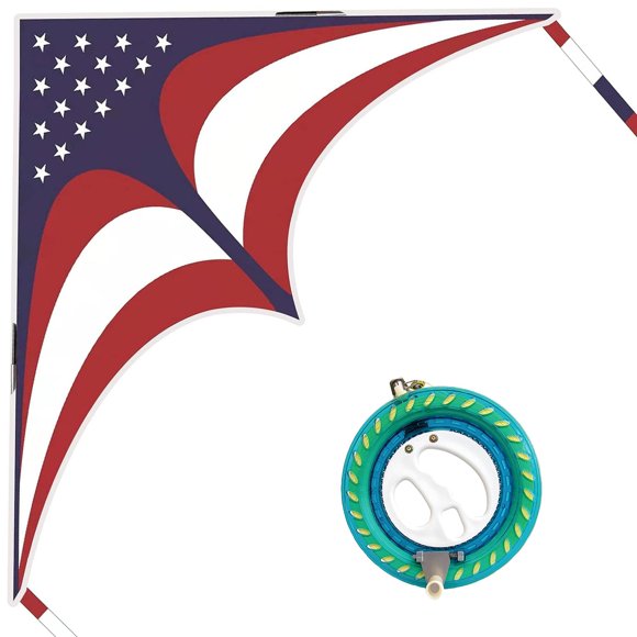 Mint's Colorful Life 60'' Delta Kite with 7.1in Kite Reel Winder, Easy Flying Kite & Kite String Spool for Kids & Adults, Best Beach Kite Set for Beginners