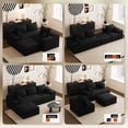thumbnail image 6 of Wilayok 108" Oversized L-Shaped Sectional Sofa, Fluffy Corduroy Cloud Couch with Ottoman, Plush Memory Foam Boneless Modular Sectional Couch for Living Room Small Space, Black, 6 of 8