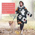 thumbnail image 4 of Wearable Oversized Blanket,Dark Halloween Ghosts Pumpkins and Stars Wearable Blanket Hoodie for Adults,Cozy Hooded Blankets with Super Pockets,Super Warm Fuzzy Pullover for Women & Men, 4 of 6