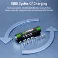 thumbnail image 5 of OOHHEE 8PCS 1300mWh AAA 1.5V Rechargeable Lithium Batteries + Thin Charging Storage Box, 5 of 10
