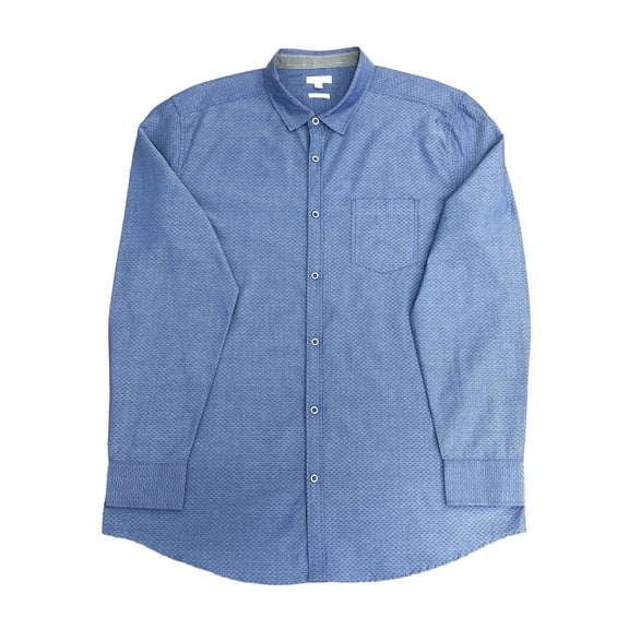 Mens Blue Diamond Slimfit Long Sleeve Button Front Collar Dress Shirt X-Large