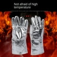 thumbnail image 4 of Guantes de Trabajos de soldadura de seguridad aluminizados resistentes al calor de alta temperatura guantes con aislamiento de papel de aluminio de 38cm/14,96", 4 of 5