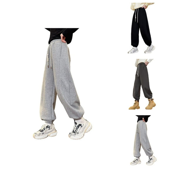 Girls' Fashion Solid Color Sweatpants Girls Pants Solid Color Tapered Pants Sweatpants Casual Active Joggers For 4 12 Years