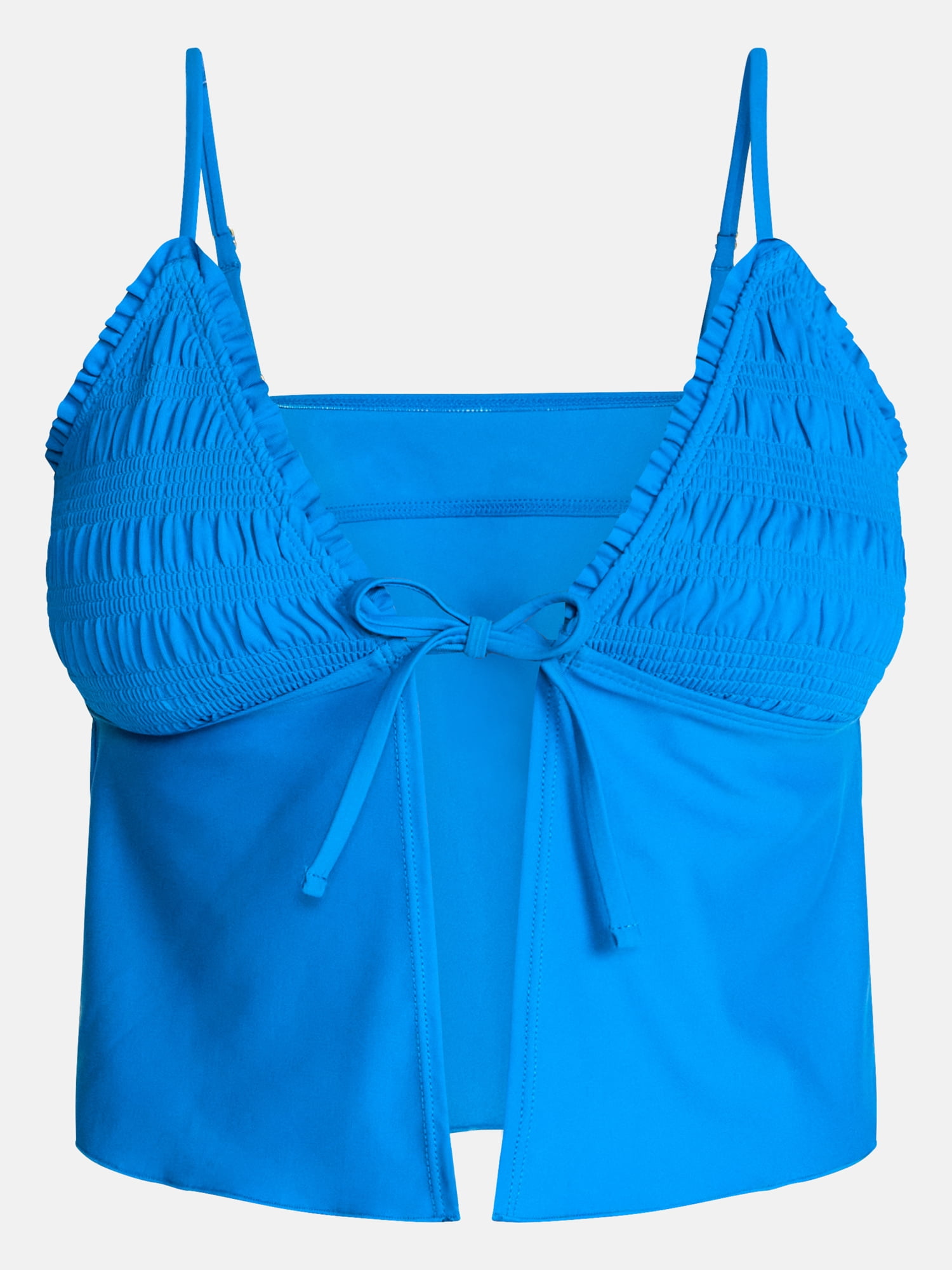 No Boundaries Smocked Flyaway Tankini Swim Top, Women's XXS-XXL