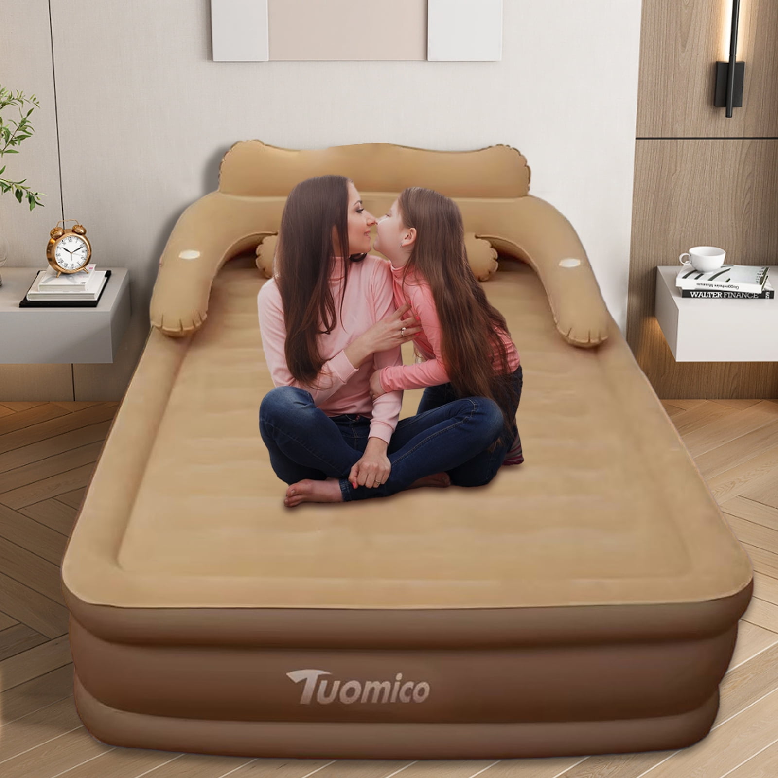 AJONALAA 18in Queen Air Mattress with Headboard, Inflatable Mattress Airbed for Camping