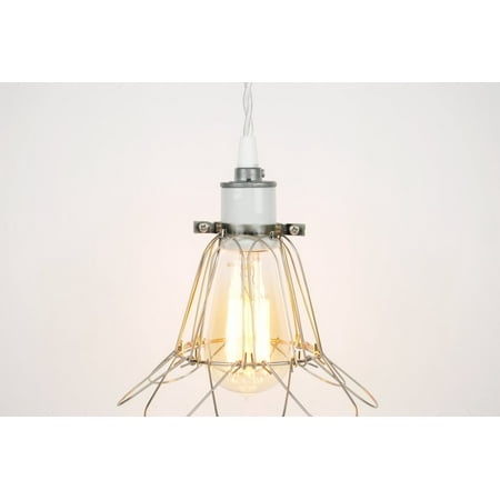

Wire Cage Pendant Light - White Porcelain Socket w/ Twisted Cloth Cord