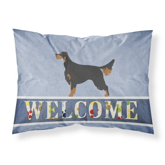 Gordon Setter Welcome Fabric Standard Pillowcase Blue