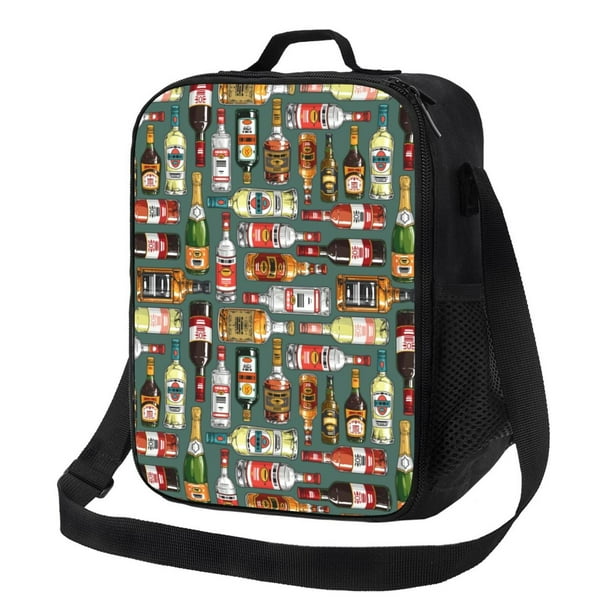 Disketp Alcohol Bottles Bolsa Térmica Estampada para Almuerzo, Lonchera para Hombres y Mujeres Adultos