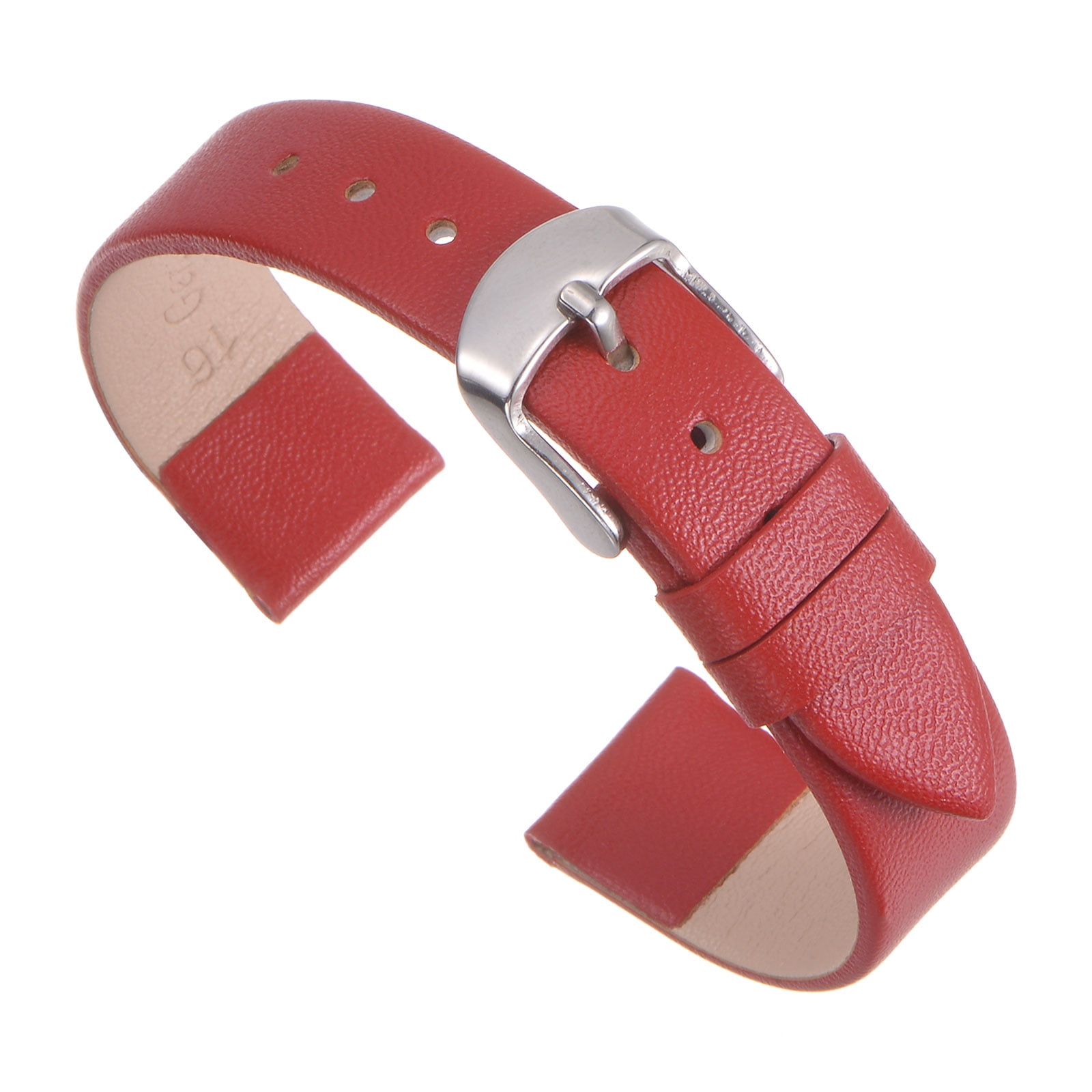 Unique Bargains Genuine Leather Band 14mm Width Smooth Flat Leather Watch Strap For Men And Women Red