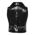 thumbnail image 5 of TiaoBug Boys Sequin Vest Sleeveless Sparkly Slim Fit V-neck Waistcoat Stage Performance Hip-Hop Jazz Dance Top Black 8, 5 of 5