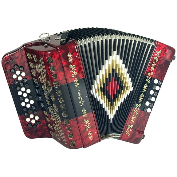 SofiaMari NSM3412 Accordion Package: 34 Button, 12 Bass, 3 Switch Accordion in Sol/GCF