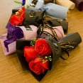 thumbnail image 5 of Ludlz 3 Heads Artificial Rose Bouquet Hand Holding Soap Flower Valentine Day Gift, 5 of 7