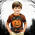 thumbnail image 2 of JAJAHO Kids Boys Pumpkin T Shirt Halloween Shirt Short Sleeve Crew Neck Pumpkin Graphic Tees 2-13Y, 2 of 4