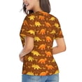 thumbnail image 3 of Honeii Dinosaurs and Leaves Print Women's Classic V-Neck T-Shirt,Womens Fashion Tops,Stylish Everyday Top for Women, Casual Summer Spring Outfits Clothes-Small, 3 of 5