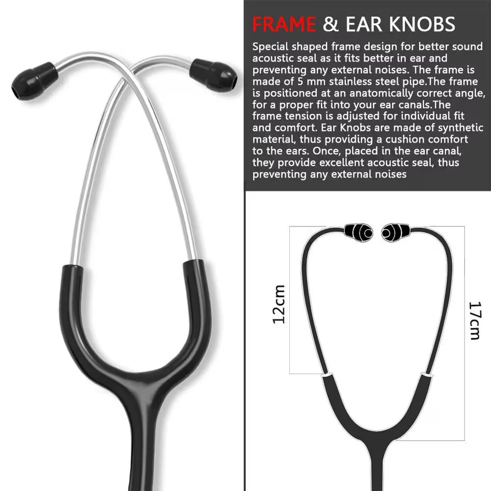 Dual Head Stethoscope for Adult Medical Use (black)