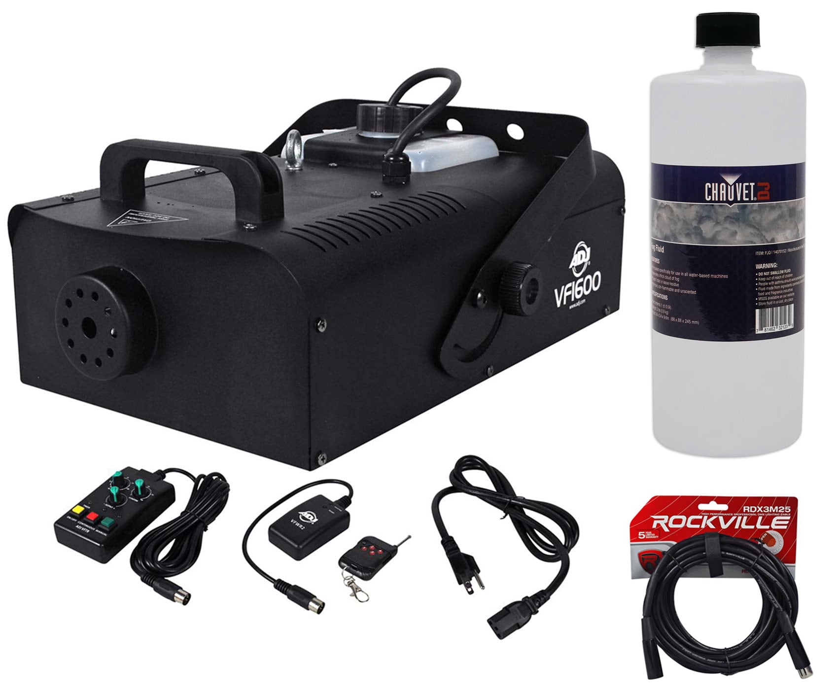 American DJ VF1600 Fog Machine w Wired And Wireless Remotes+DMX
