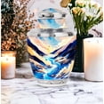 thumbnail image 4 of SABURIAL Blue Decorative Urn for Mom & Dad - Funeral Cremation Urns - Combo 1 - Large with 3 Inch Pack of 1 - Burial Urns for Human Ashes - Memorial Ash Urn - Ash Keepsakes for Human Ashes, 4 of 7