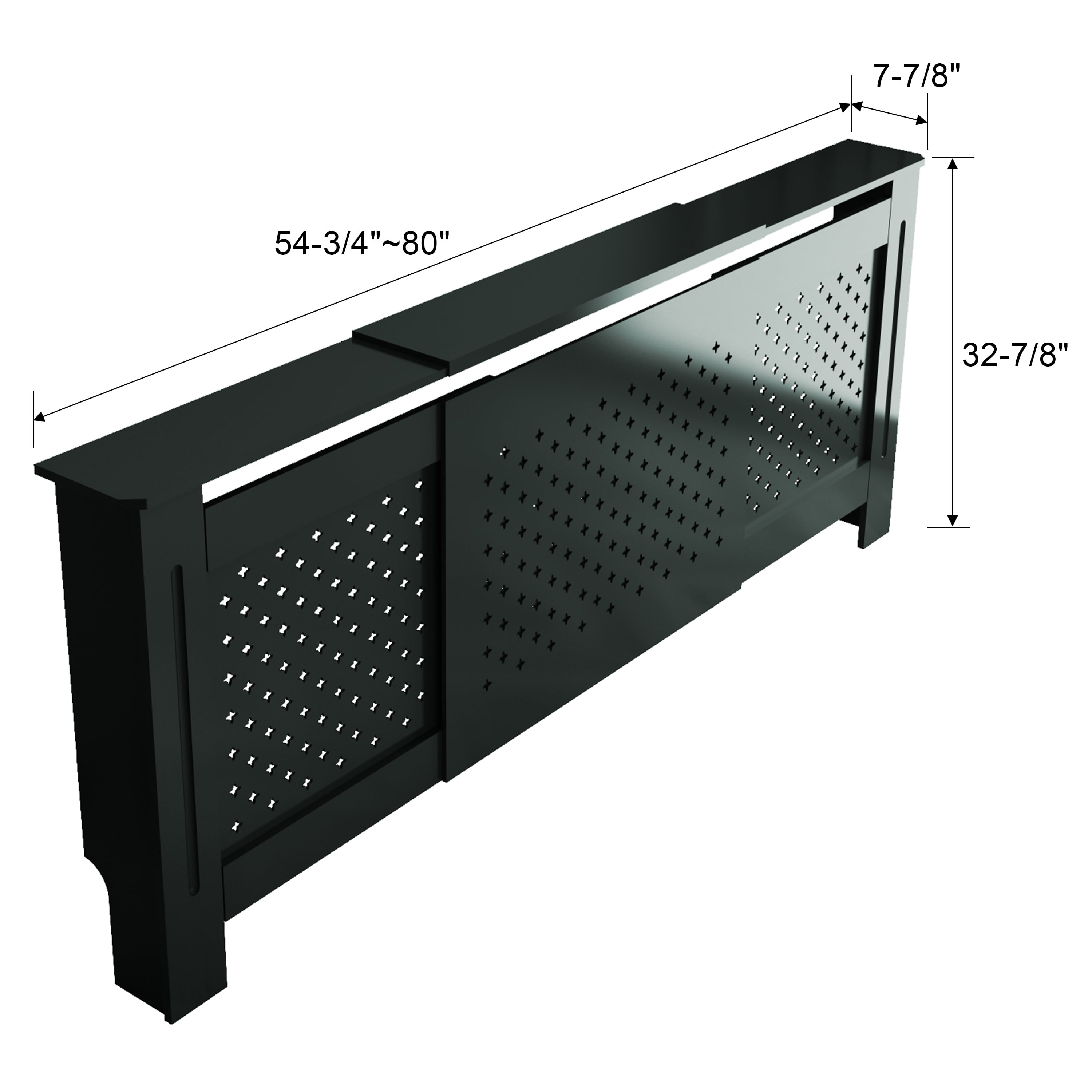 MDF Radiator Cover, Adjustable Width 54.75-80 in, Anthracite, 32.8 in High