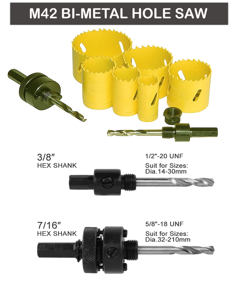 Max-Craft Bi-Metal Hole Saw M42 Cobalt 8% with Arbor and Pilot Center Drill Bit Heavy Duty Bi metal Hole Cutter for Steel, Metal, Wood, Plastic, Aluminum