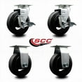 thumbnail image 2 of 5 Inch Rubber on Cast Iron Caster Set with Ball Bearings 2 Brakes 2 Rigid, 2 of 2