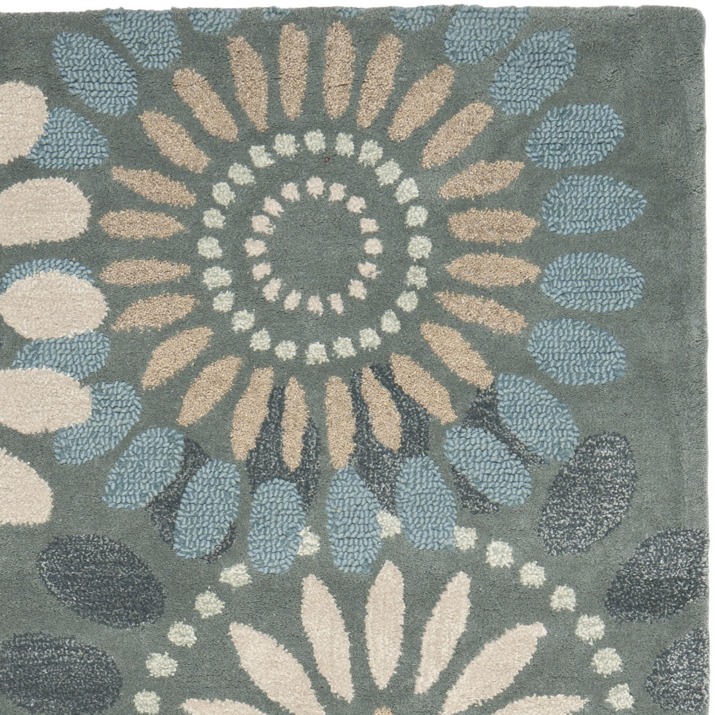 SAFAVIEH Jardin Dorothea Floral Wool Area Rug, Grey/Blue, 4' x 6'