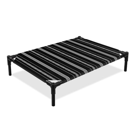 Black Stripes Elevated Dog Bed Classic Minimalist Stripe Modern Geometric Cooling Breathable Outdoor Raised Dog Cot Bed with Metal Frame Non-Slip Feet for Medium Dog 24x20in
