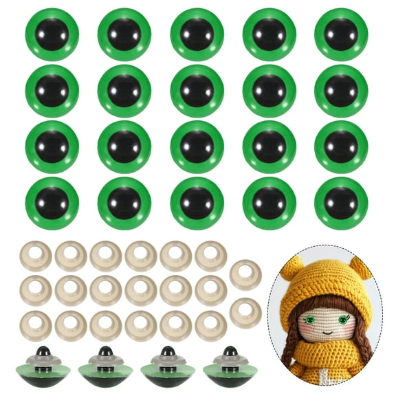 Uxcell 26mm Safety Eyes, 20Pcs Realistic Doll Crocheting Safety Eyes with Washers for Decor Crochet Accessories Dolls Craft Halloween, Green