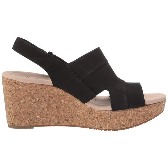 Clarks Womens Annadel Ivory Open Toe Casual Platform, Black Nubuck, Size 8.5