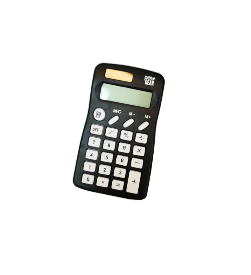 Pen+Gear Mini 8-Digit Handheld Calculator, Black, Solar Powered