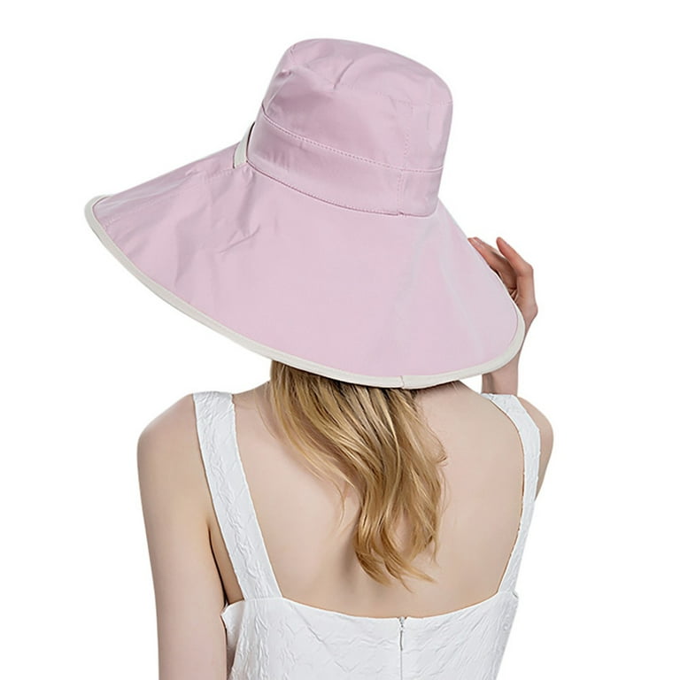 Weimai Summer Big Brim Vinyl Sunshade Outdoor Foldable Bucket Hats Women Anti-UV Sun Hat Sunscreen Beach Casual Fashion Ladies Hat, Women's, Size: One
