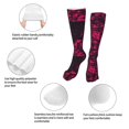 thumbnail image 6 of Leisure Hosiery 20in Lightweight Wear-Resistant Sweat-Wicking No Heel For Home Office Daily Use Darkmagenta Geometric Patterns_1, 6 of 8