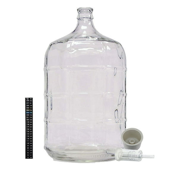 Home Brew Ohio 5 Gallon Glass Carboy with Drilled Bung and Three-Piece Airlock