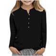 thumbnail image 2 of Kovlvoll Children's Clothes Teen Girls Shirt Long Sleeve Button up V Neck T-Shirt Loose Casual Base Tees Tops 4-13 Years, 2 of 6