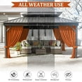 thumbnail image 6 of Pakunoda 16' X 6.5' Gazebo Universal Replacement Privacy 4-Panel Curtains, Waterproof Outdoor Curtains Orange Sidewall with Zipper for Patio Garden Backyard 12' X 20' Gazebo, Curtain Only, 6 of 8