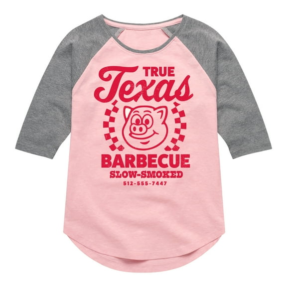 Instant Message - Texas BBQ  - Toddler & Youth Girls Raglan Graphic T-Shirt
